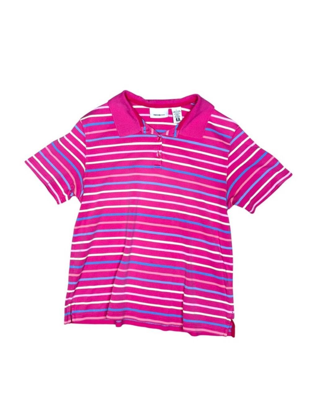 Parisan Works 80s Retro Vintage Pink Stripe Polo Shirt Size Large